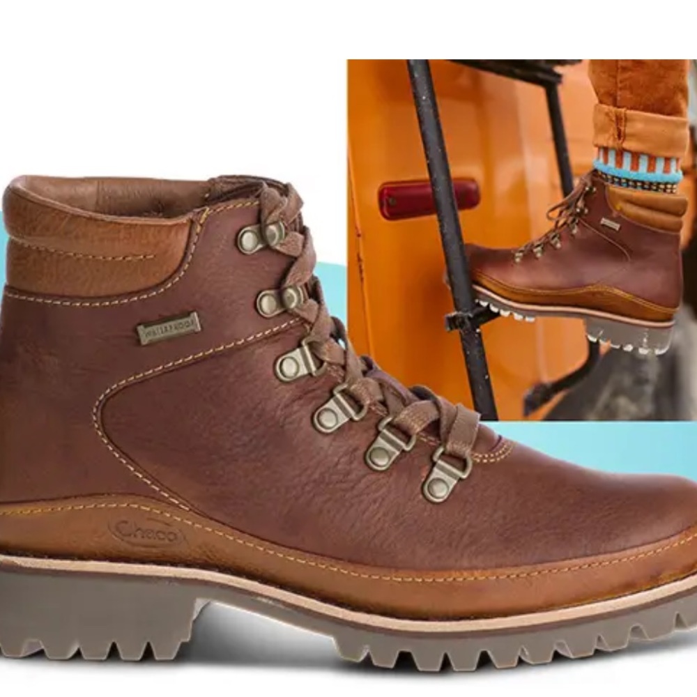 Chaco Women’s Fields Waterproof toffee brown leather Boots, 8